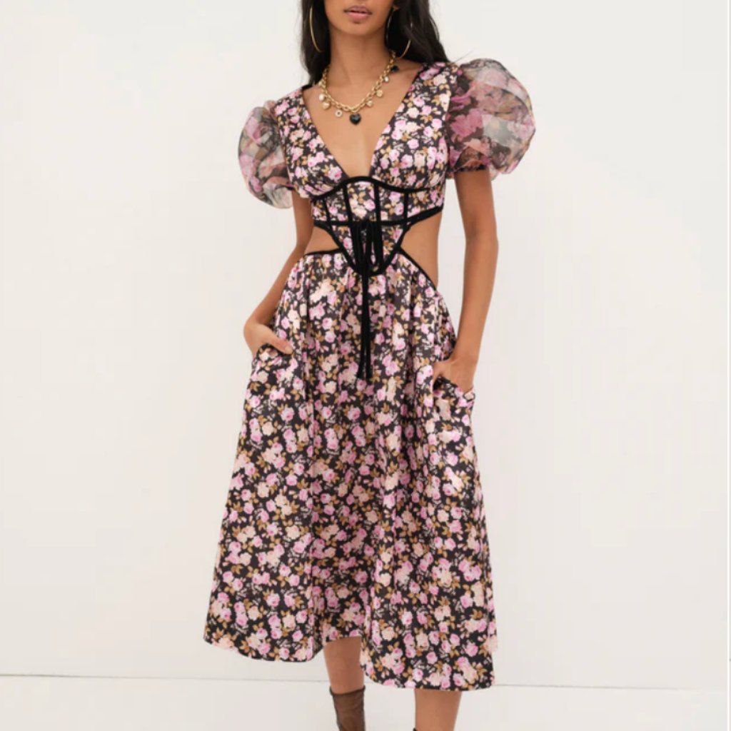 Nwt For Love And Lemons Madison Midi Dress